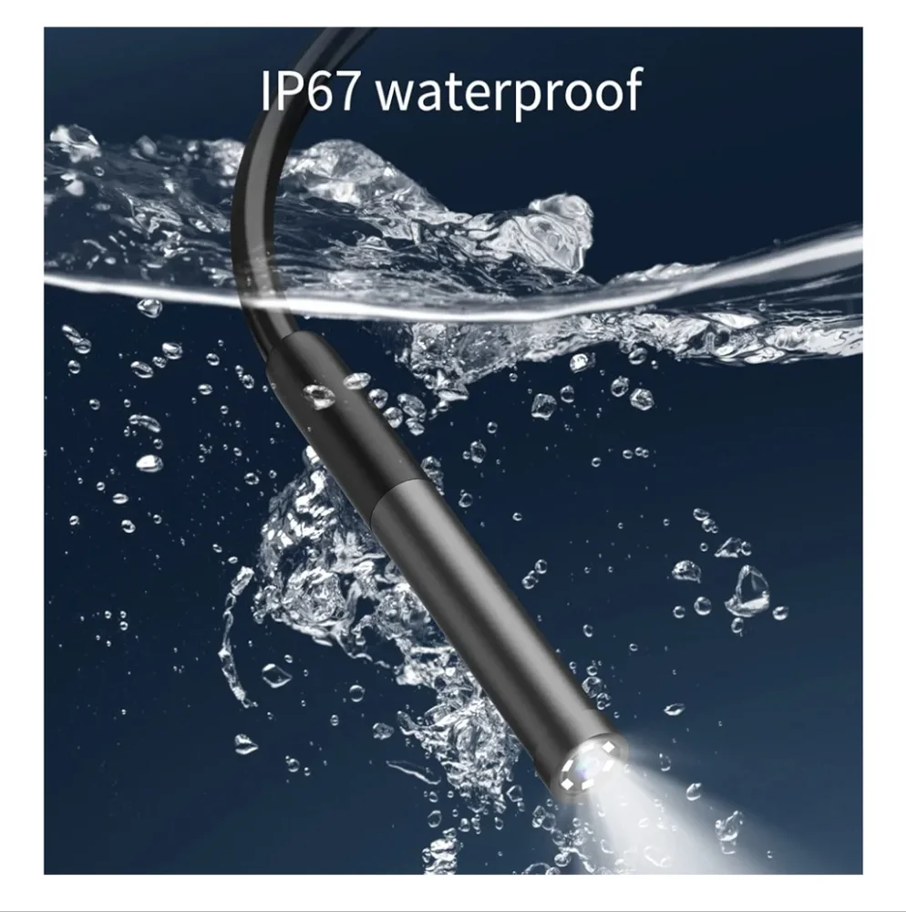 Endoscope Camera With Light Borescope With 6 LED Lights 9.8ft Semi Rigid Snake